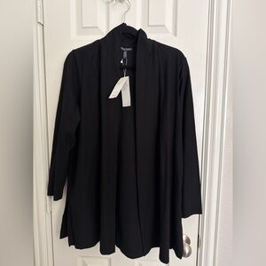 🖤 Eileen Fisher Washable Stretch Crepe Straight Long Cardigan – Black (1X)